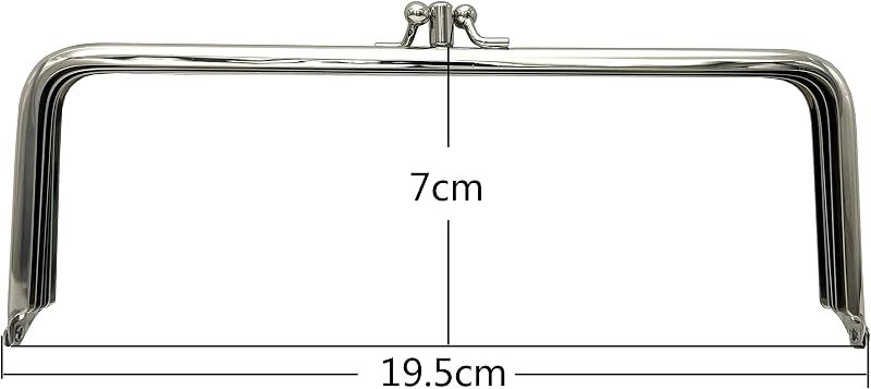 Rectangle Double-Pocket Glue-In Kiss-Lock Purse Frame, 7 3/4" x 2 3/4" (19.5 x 7 cm)