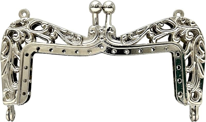 Vintage Embossed Sew-In Kiss-Lock Purse Frame, 4" (10-11 cm)