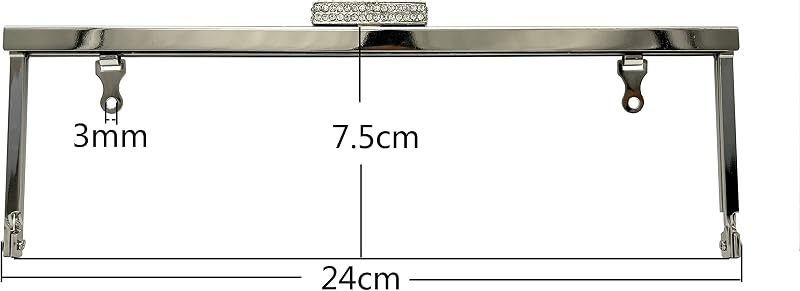 Rectangle Rhinestone Glue-In Kiss-Lock Purse Frame, 9 1/2" x 3" (24 x 7.5 cm)