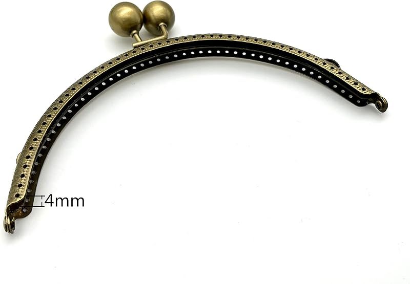 Half-Round Sew-In Kiss-Lock Purse Frame, 6 1/8" x 2 9/16" (15.5 x 6.5 cm)