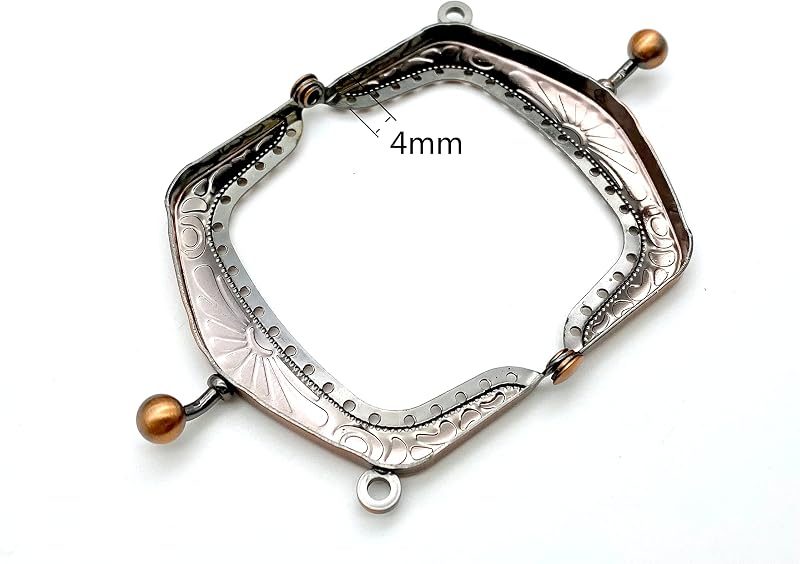 Rectangle Vintage Embossed Sew-In Kiss-Lock Purse Frame, 2 3/8" x 1 9/16" (6 x 4 cm)