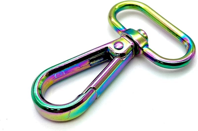 Rainbow Push-Gate Swivel Snap Hook, Flat D Eye (1")