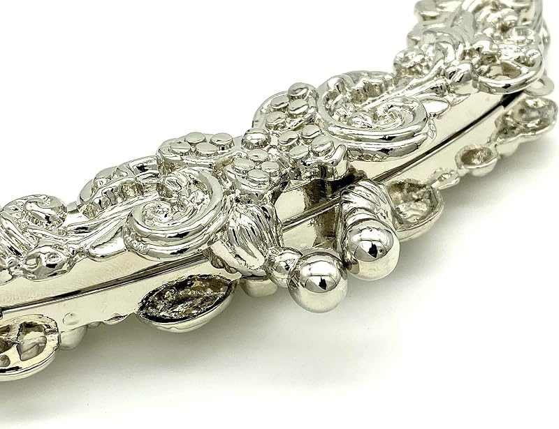 Vintage Embossed Screw-In Kiss-Lock Purse Frame, 5" x 2 3/16" (12.5 x 5.5 cm) - Baroque Scroll