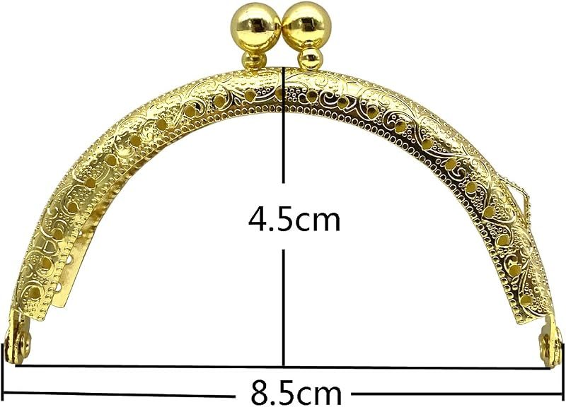 Half-Round Sew-In Kiss-Lock Purse Frame, 3 3/8" x 1 3/4" (8.5 x 4.5 cm)