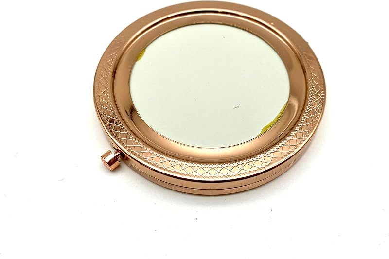 Round Compact Mirror Blank with White Insert Lid and Engraved Rim, 2 3/4" (7 cm)