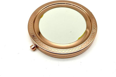 Round Compact Mirror Blank with White Insert Lid and Engraved Rim, 2 3/4" (7 cm)