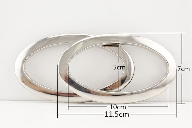 4" (10 cm) Metal Oval oblong Cut Out Grommet Purse Handle for Bag Purse clutch totes Making Nickel