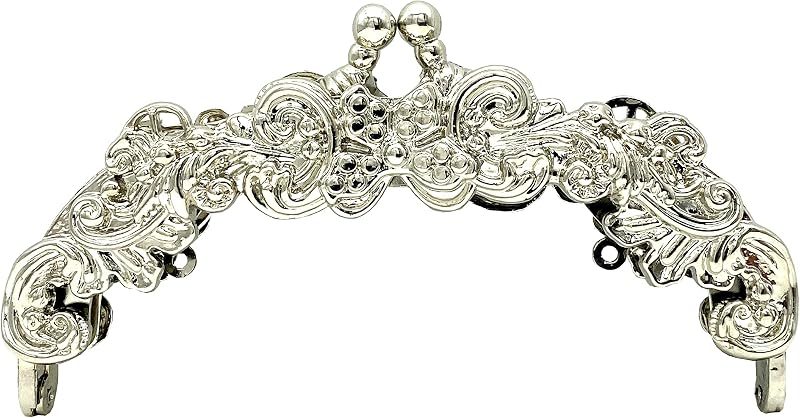 Vintage Embossed Screw-In Kiss-Lock Purse Frame, 5" x 2 3/16" (12.5 x 5.5 cm) - Baroque Scroll
