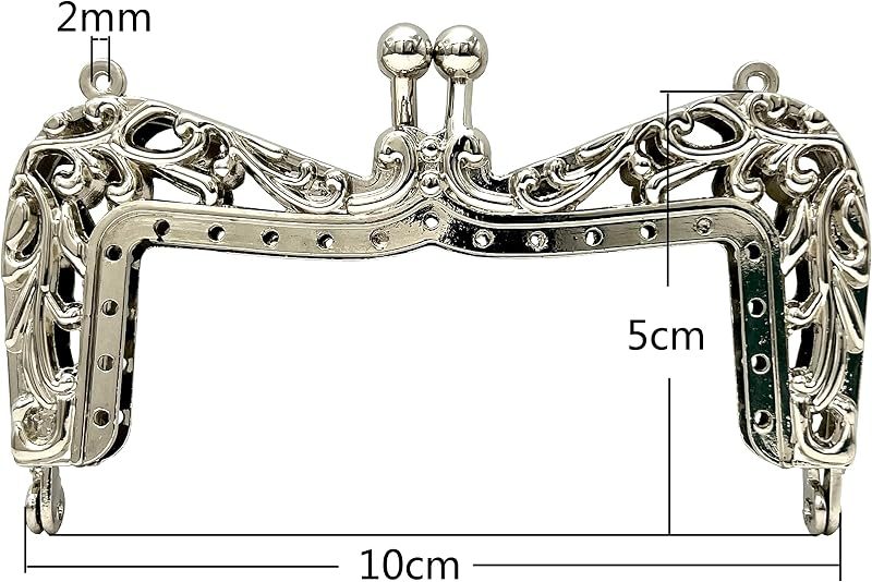 Vintage Embossed Sew-In Kiss-Lock Purse Frame, 4" (10-11 cm)