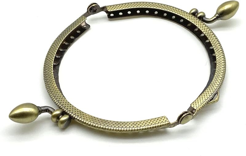 Half-Round Olive-Clasp Sew-In Kiss-Lock Purse Frame, 3 3/8" x 1 3/4" (8.5 x 4.5 cm)