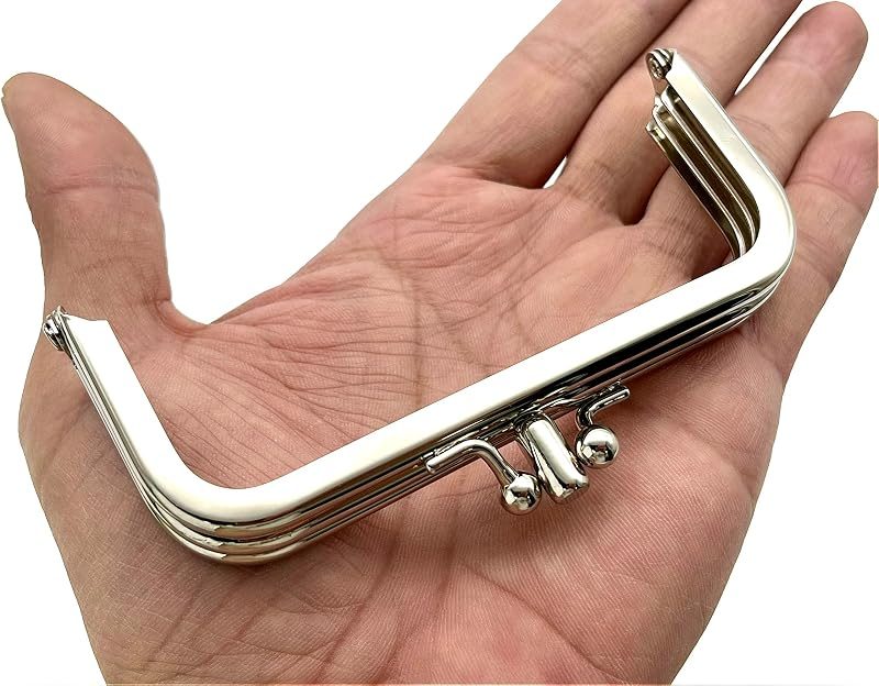 Rectangle Double-Pocket Glue-In Kiss-Lock Purse Frame, 4" x 2" (10 x 5 cm)