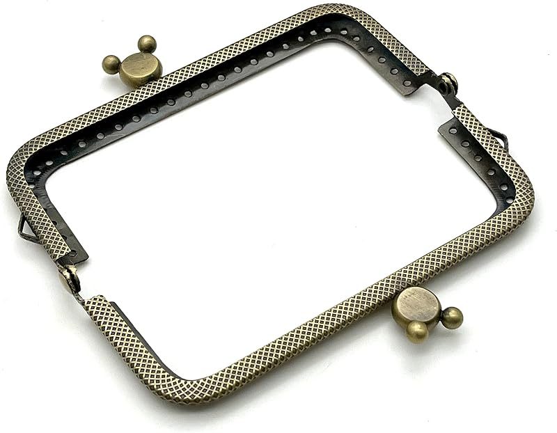 Rectangle Sew-In Kiss-Lock Purse Frame, 4 1/4" x 1 3/4" (11 x 4.5 cm) - Large 12mm Ball Clasp