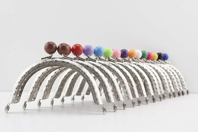 Color-Ball Sew-In Kiss-Lock Purse Frames, 3 1/2" x 2" (9 x 5 cm) - Set of 14 Colors, 12mm Balls
