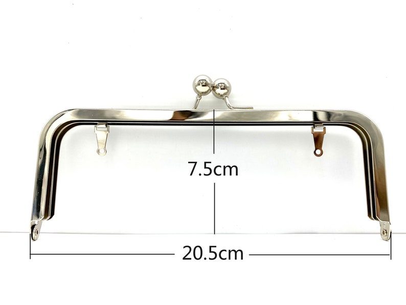 Rectangle Glue-In Kiss-Lock Purse Frame with Loops, 8" x 3" (20.5 x 7.5 cm)