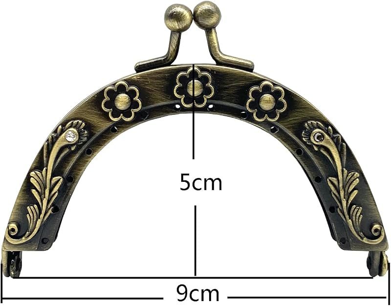 Vintage Embossed Sew-In Kiss-Lock Purse Frame, 3 1/2" x 2" (9 x 5 cm)