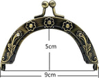 Vintage Embossed Sew-In Kiss-Lock Purse Frame, 3 1/2" x 2" (9 x 5 cm)