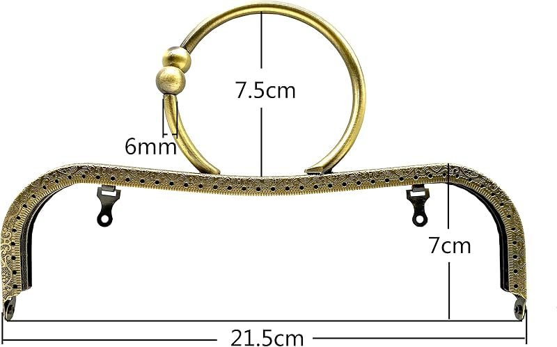 Rectangle Sew-In Kiss-Lock Purse Frame, 8 1/2" x 2 3/4" (21.5 x 7 cm)