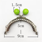 Color-Ball Sew-In Kiss-Lock Purse Frames, 3 1/2" x 2" (9 x 5 cm) - Set of 7 Colors, 16mm Balls