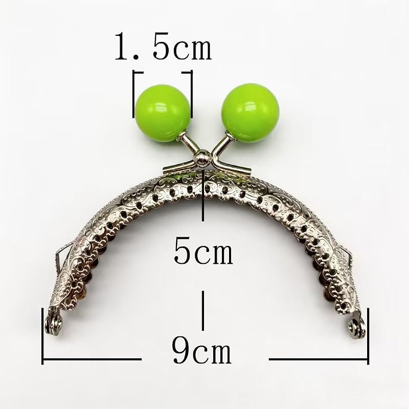 Color-Ball Sew-In Kiss-Lock Purse Frames, 3 1/2" x 2" (9 x 5 cm) - Set of 7 Colors, 16mm Balls