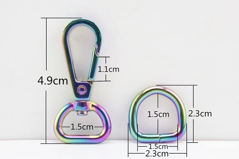 Dog Leash Purse snap Swivel Hooks and D Rings for Bag Purse Dog Collar Making Repair / Rainbow Colorful