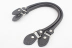 16.5 inch sew in genuine leather bag purse strap handles for purse bag making replacement Nickel hardware Black