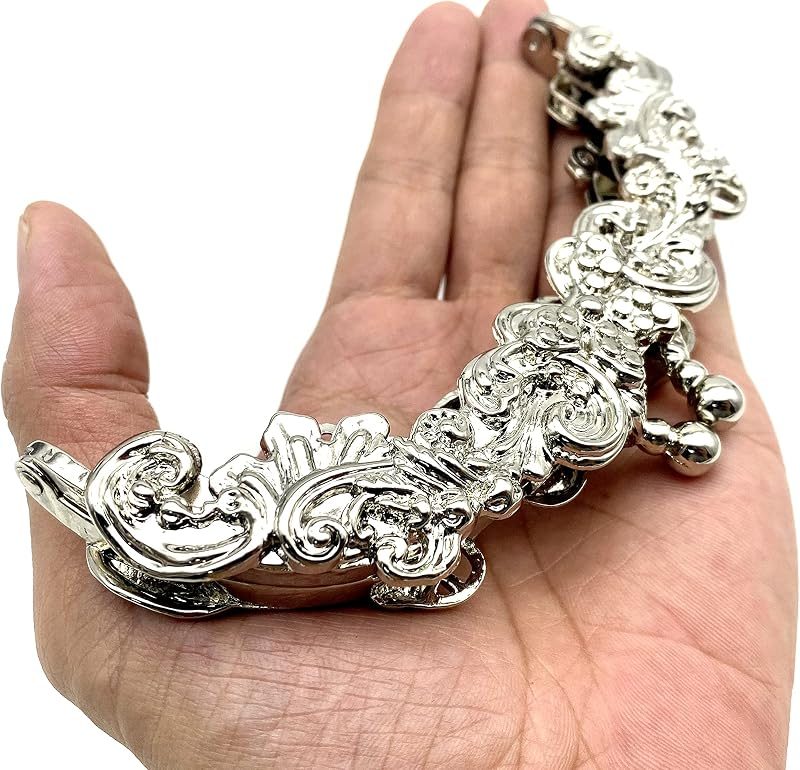 Vintage Embossed Screw-In Kiss-Lock Purse Frame, 5" x 2 3/16" (12.5 x 5.5 cm) - Baroque Scroll