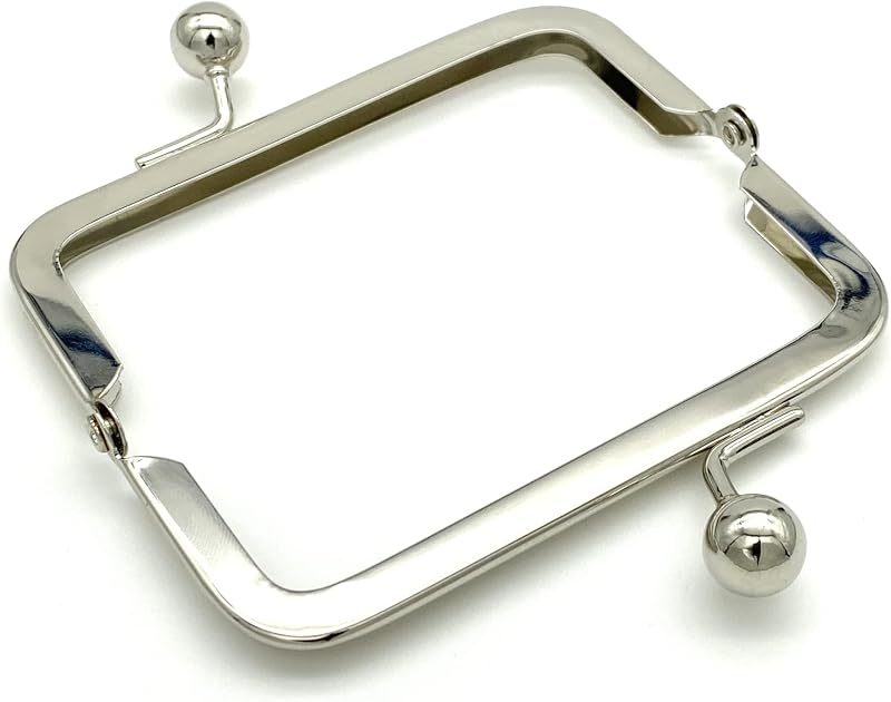Rectangle Glue-In Kiss-Lock Purse Frame, 3 1/2" x 1 5/8" (9 x 4 cm) - Large 11mm Ball Clasp