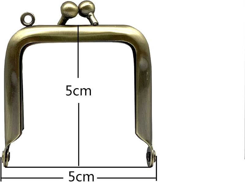 Square Glue-In Kiss-Lock Purse Frame, 2" x 2" (5 x 5 cm)